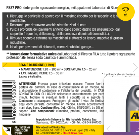 Fila ps87pro, Sgrassante professionale, 1lt