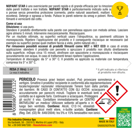 Fila Nopaint Star, 1lt, pulitore gel per pareti, 1lt