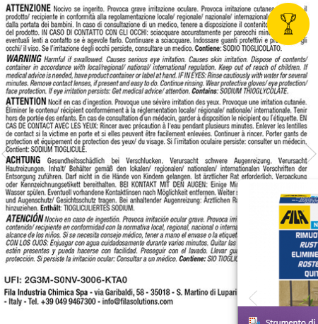 Fila Norust 75ml, smacchiatore rimuovi ruggine