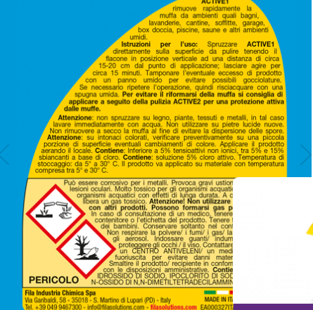 Fila Active 1, spray antimuffa, 500ml, toglimuffa attivo