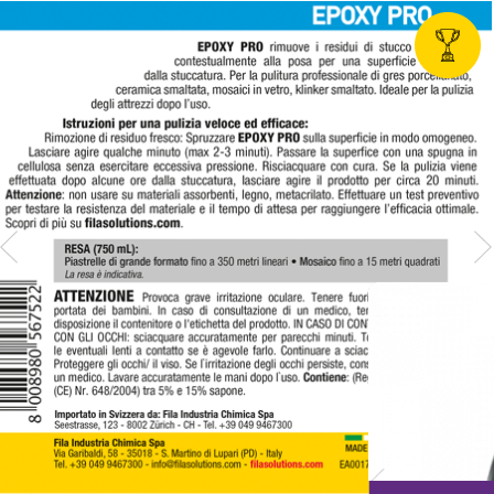 Fila Epoxy pro, 750ml, pulitore istantaeo per stucco epossidico fresco