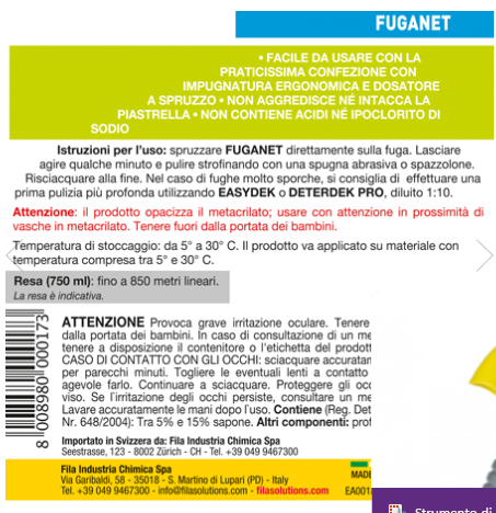 Fila Fuganet, 750ml, per la pulizia delle fughe