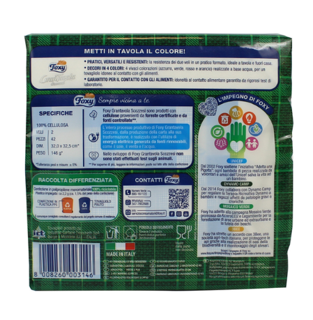 FOXY GRAN TAVOLA 42 TOVAGLIOLI 32x32,5 2 VELI CARTA SCOZZESE ASSORTITI