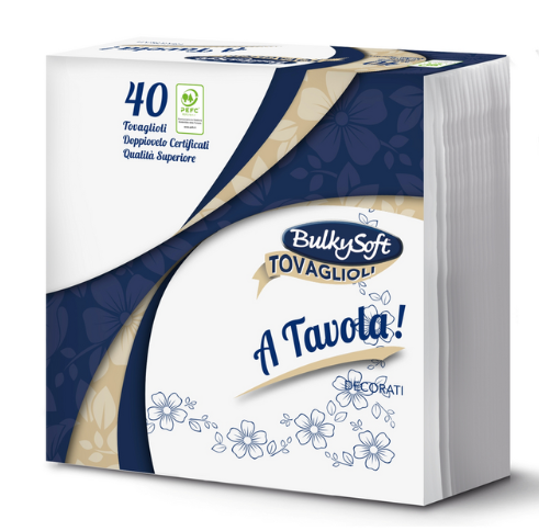 BULKYSOFT TOVAGLIOLI DECORATI MISURA 38x38 2 VELI 40 PEZZI