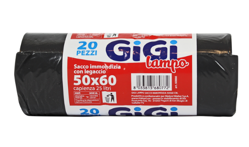 GIGI LAMPO SACCHI PATTUMIERA 50x60 NERO IN ROTOLO 20 PZ