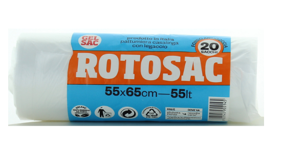 GEL SAC HD 20 SACCHI PATTUMIERA 55x65 TRASPARENTI IN ROTOLO