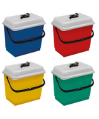 Secchio in plastica 4 lt con manico e coperchio ermetico con fessura centrale per estrazione panno
