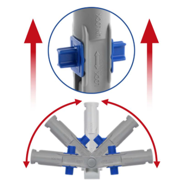 Telaio pieghevole in plastica con bocchettone e cono Uni-Connect e Lock System